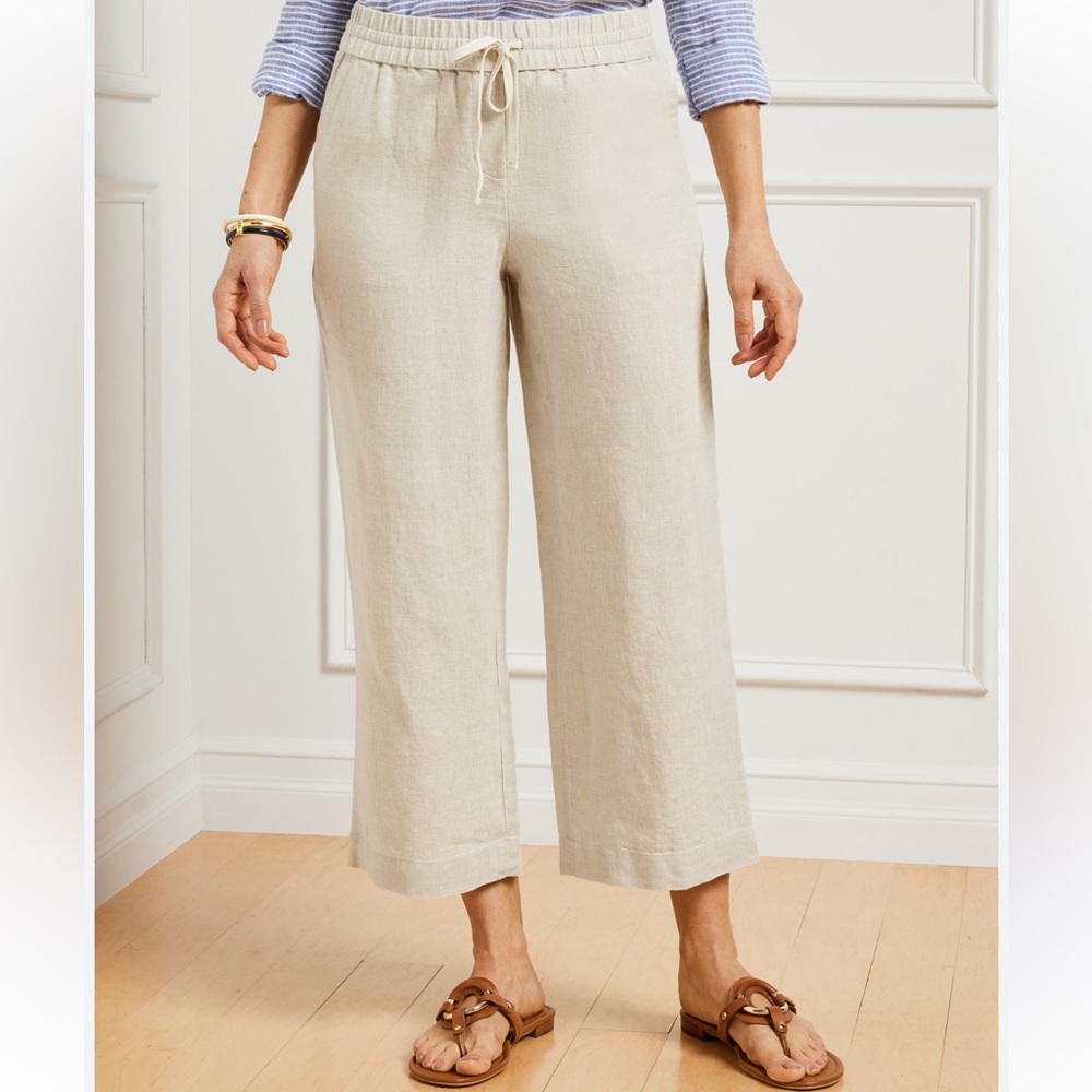 NWT Talbots Womens Natural Linen Draw String Capri Pants Size 16W - Picture 3 of 13